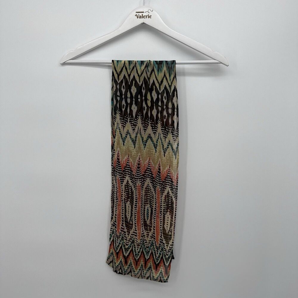 Unbranded Multicolor Geometric Lightweight Scarf Accessory Boho Y2k Style ZigZag